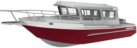 3D render of red and white Kingfisher 2825 Offshore Boat
